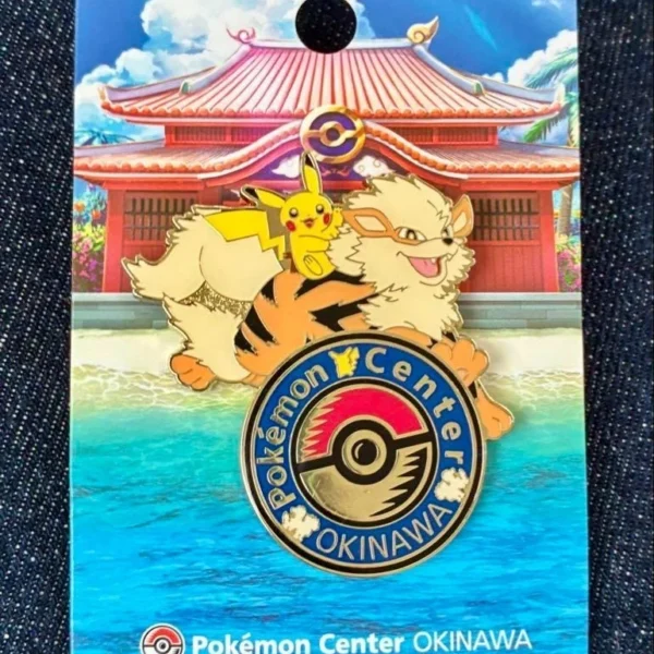 Spilla Pokémon ufficiale – Arcanine & Pikachu | Pokémon Center Okinawa Logo Limitato 